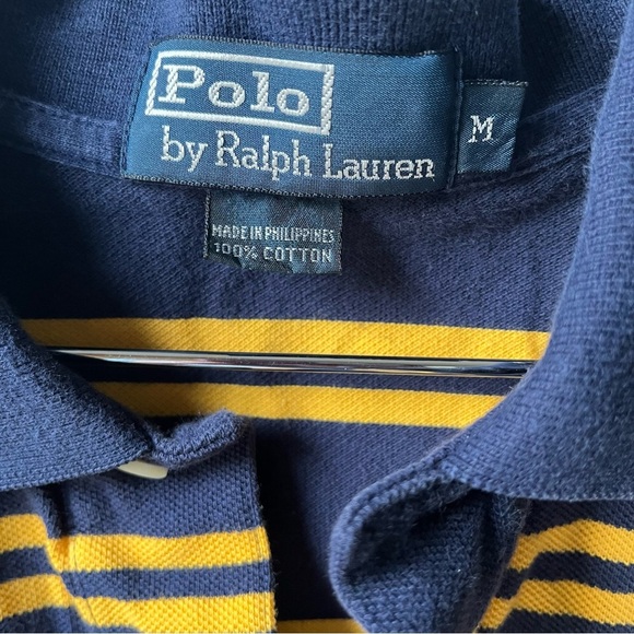 Ralph Lauren Blue and Yellow Striped Polo Shirt - Picture 2 of 7